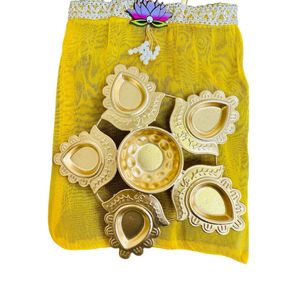 Lotus Urli with Tissue Bags Combo - Return Gifts for Housewarming, Diwali or Puja