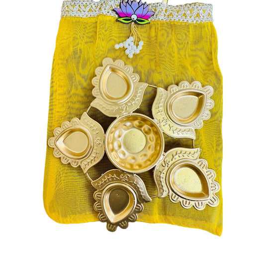Lotus Urli with Tissue Bags Combo - Return Gifts for Housewarming, Diwali or Puja