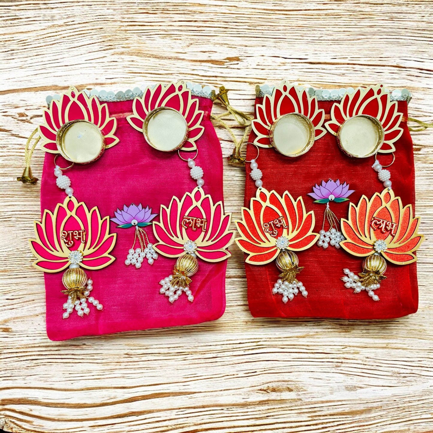 Lotus Theme Shubh Labh & Diya Combo