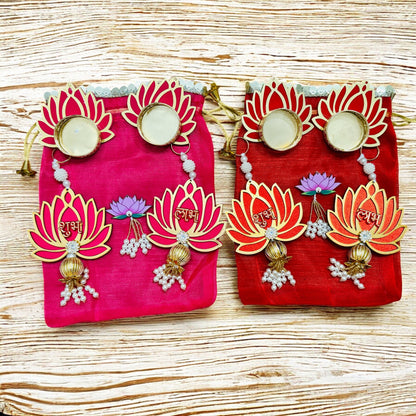 Lotus Theme Shubh Labh & Diya Combo