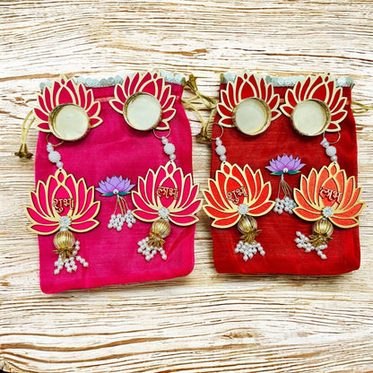 Lotus Theme Shubh Labh & Diya Combo