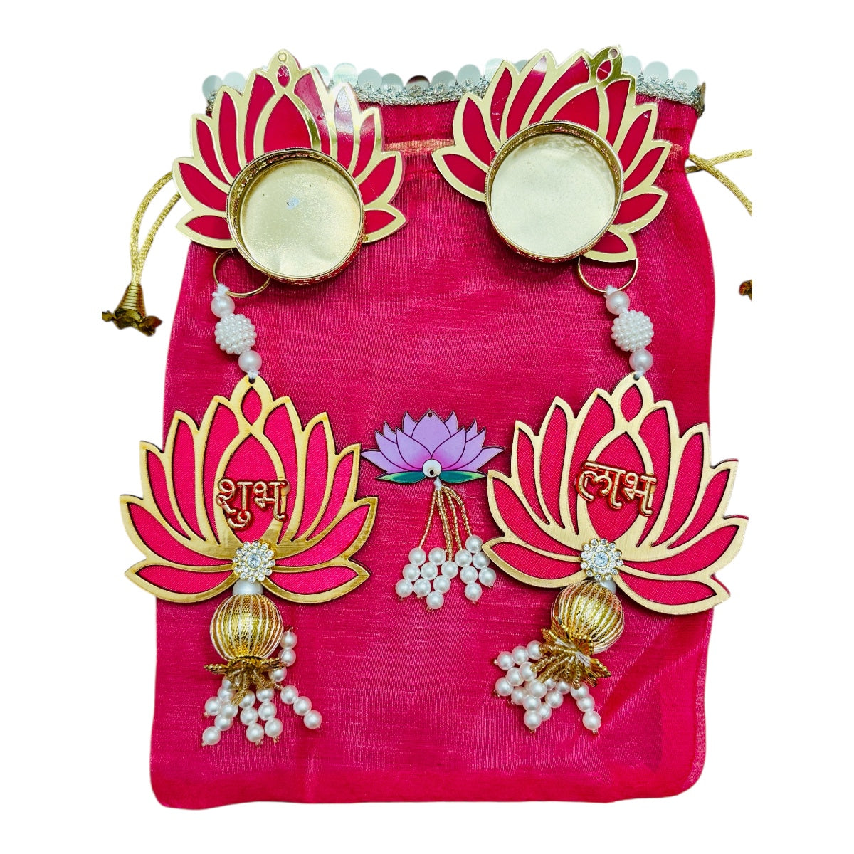 Lotus Theme Shubh Labh & Diya Combo