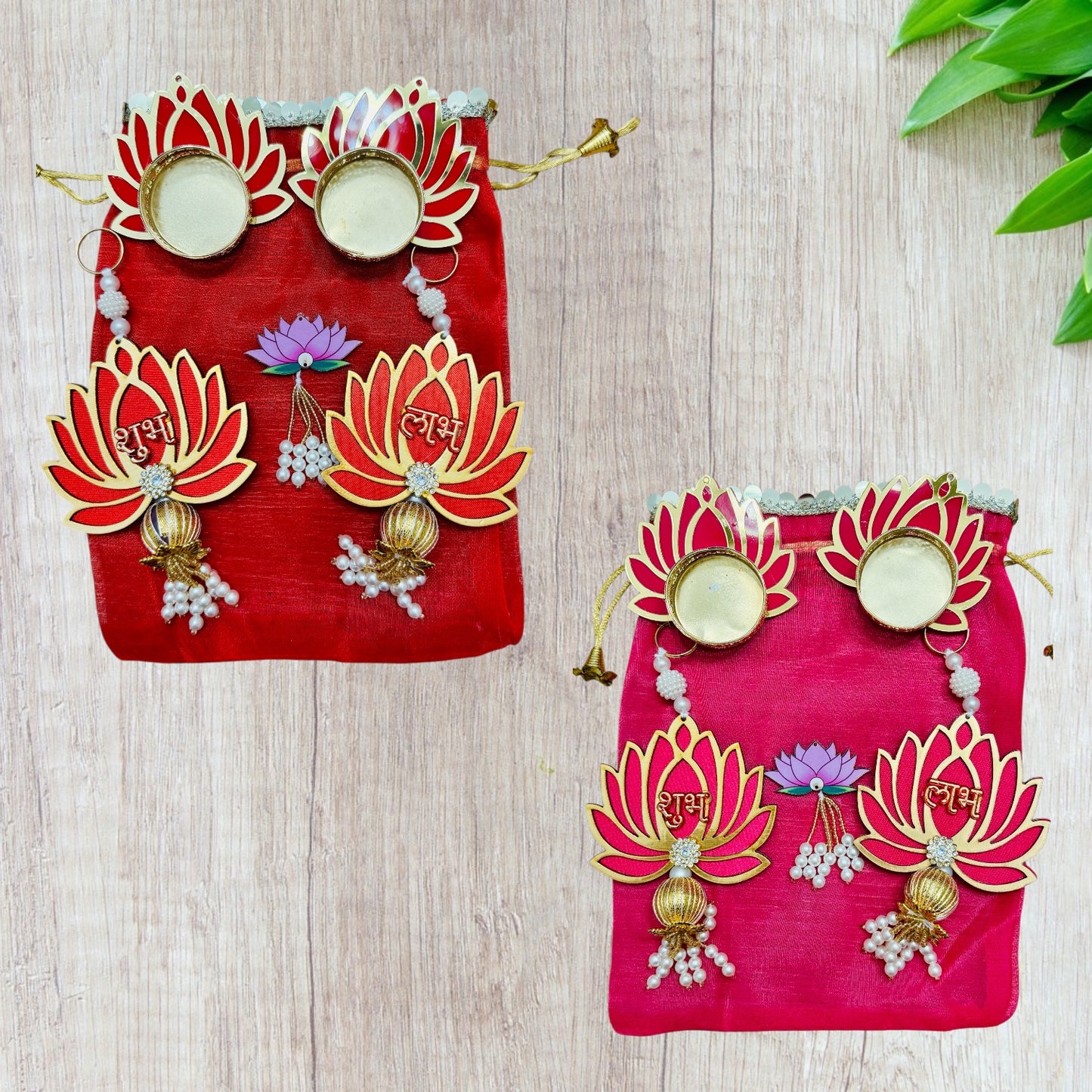 Lotus Theme Shubh Labh & Diya Combo