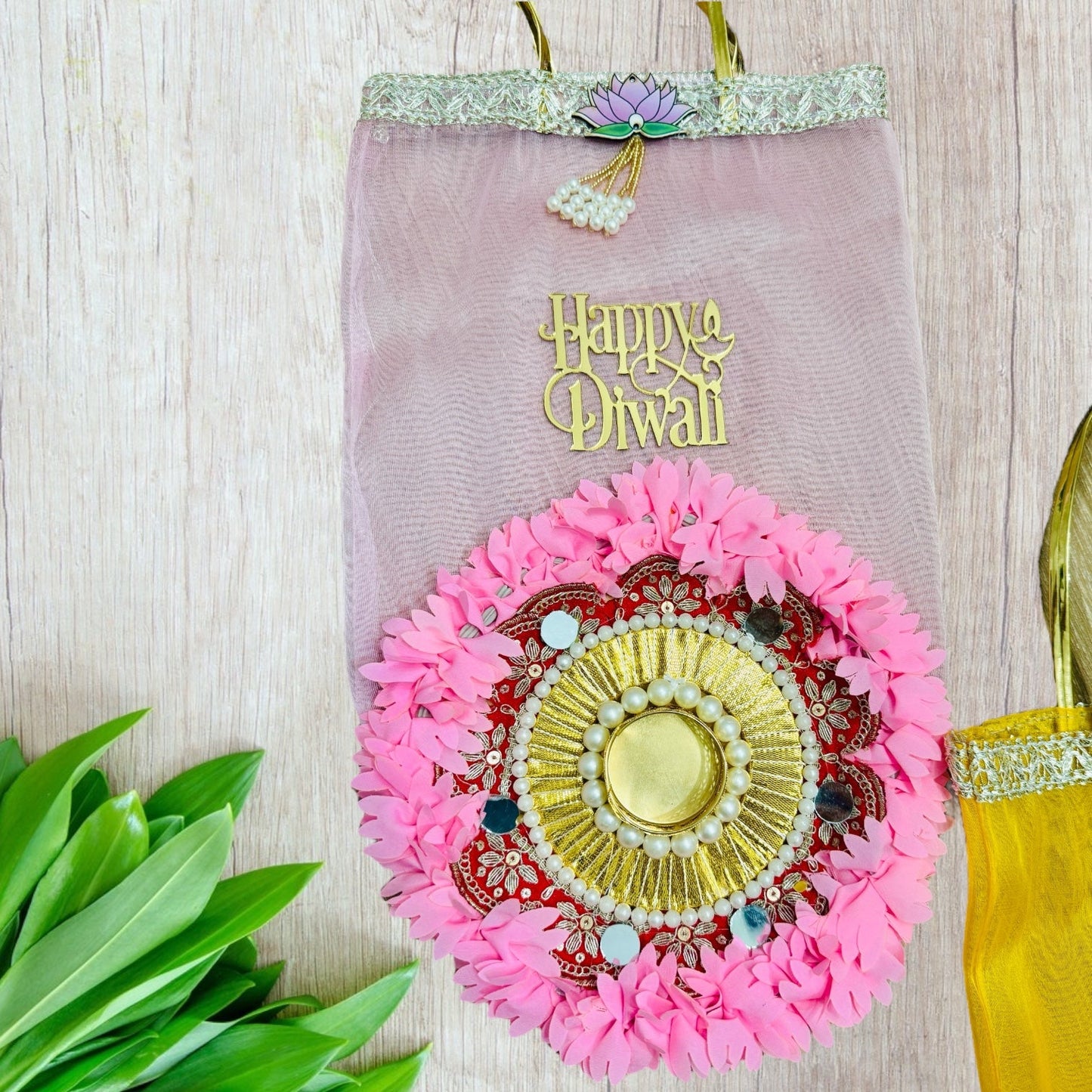 Rangoli Mat with Tissue Bag & Happy Diwali Cutout - Ready to Gift Diwali Gift