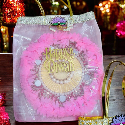 Rangoli Mat with Tissue Bag & Happy Diwali Cutout - Ready to Gift Diwali Gift