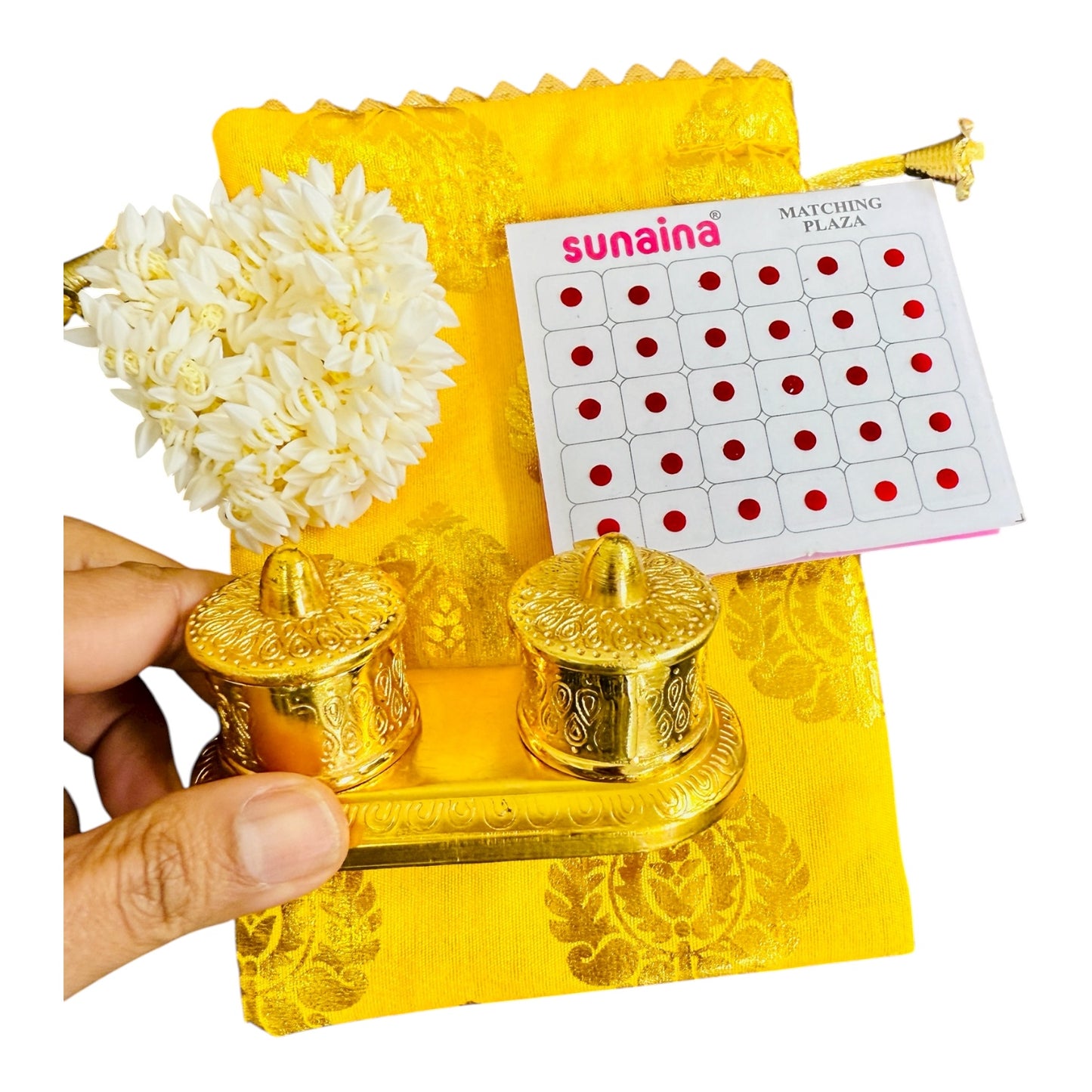 Gajra, Sindoor Dani & Bindi in Potli - Karwachauth/Mehendi Event Return Favors