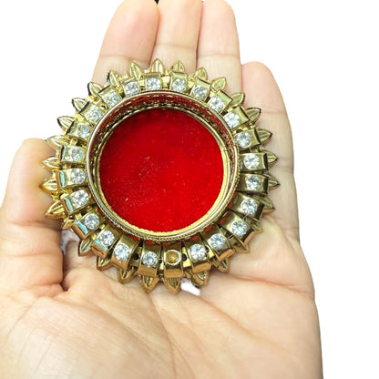 Diwali Gift - Diya with Kundan Laxmi Charan & Swastik in Gift box with Happy Diwali Decal