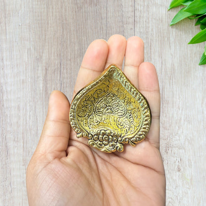 Diwali Gift - Diya with Kundan Laxmi Charan & Swastik in Gift box with Happy Diwali Decal