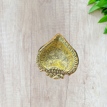 Diwali Gift - Diya with Kundan Laxmi Charan & Swastik in Gift box with Happy Diwali Decal