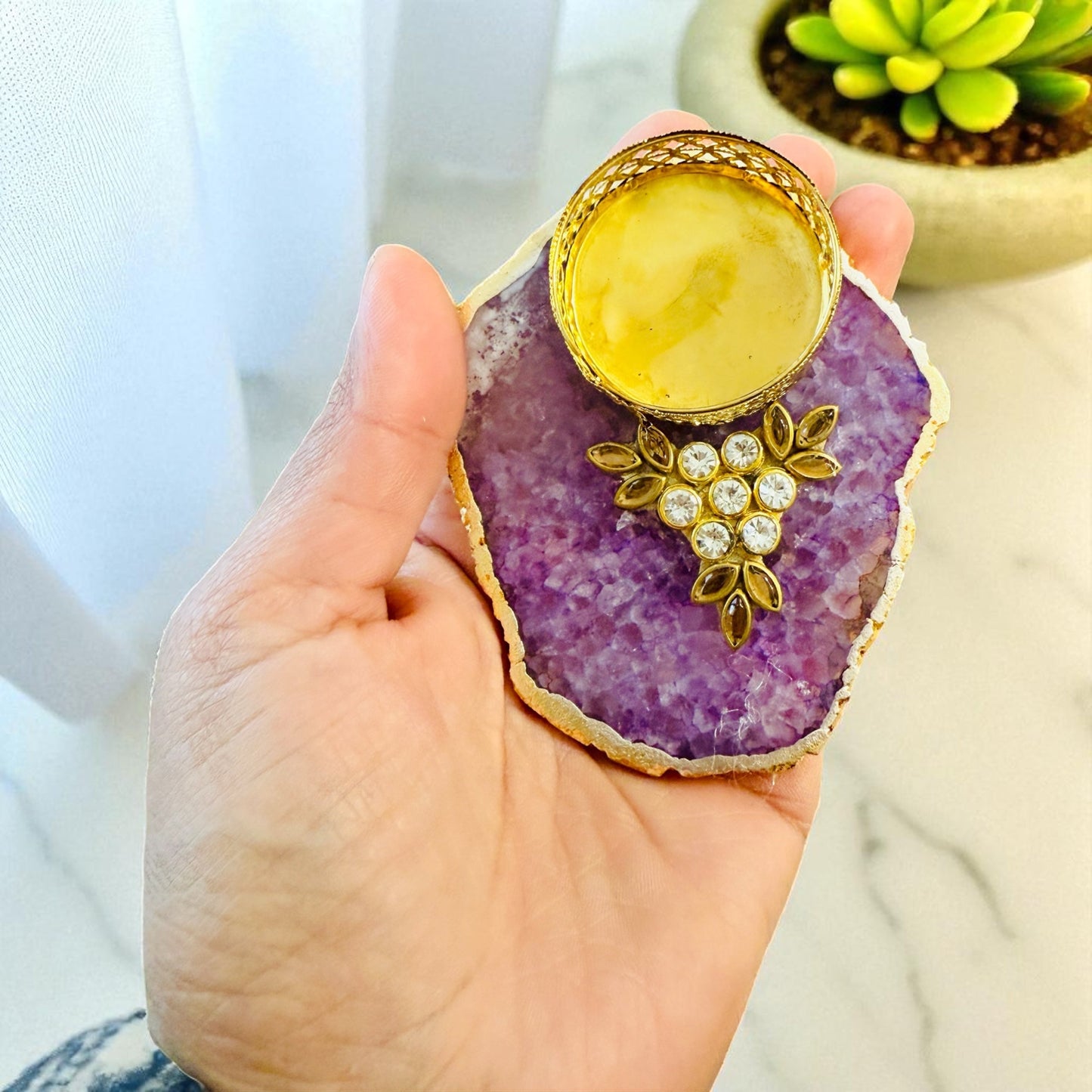 Designer Agate T Light Holder - Housewarming/Host Gift /Diwali Giff