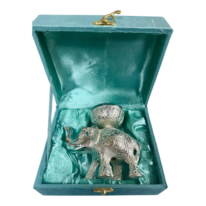 German Silver Elephant Jyot Diya in Gift Box