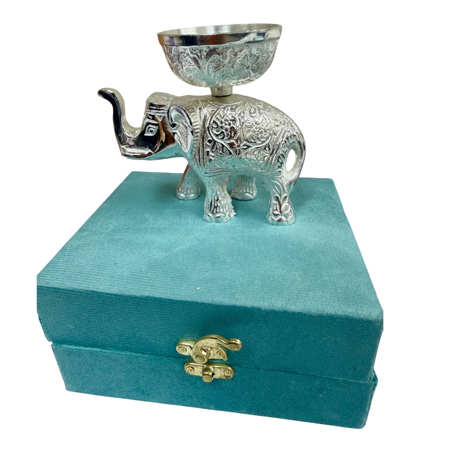 German Silver Elephant Jyot Diya in Gift Box