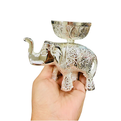 German Silver Elephant Jyot Diya in Gift Box