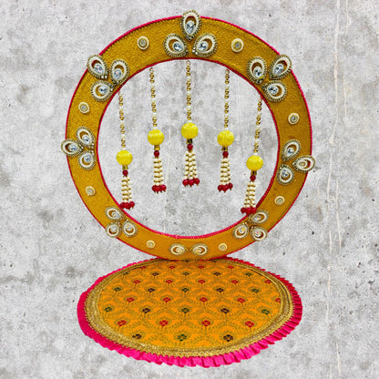 Ganpati Singhasan with Backdrop - Reusable Decoration for Ganesha Chaturthi/Ganpati Festival