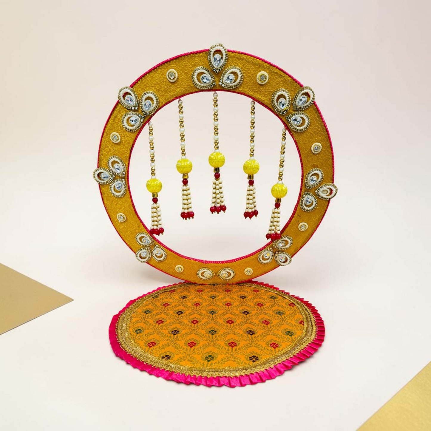Ganpati Singhasan with Backdrop - Reusable Decoration for Ganesha Chaturthi/Ganpati Festival