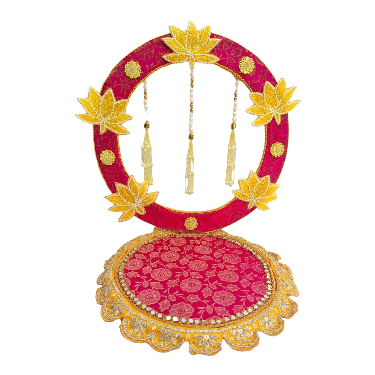 Ganpati Singhasan with Backdrop - Reusable Decoration for Ganesha Chaturthi/Ganpati Festival