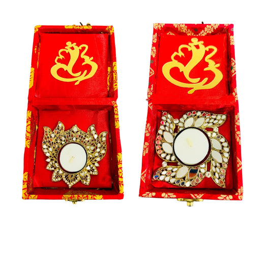 Handmade Designer Diyas in Box - 4 inches