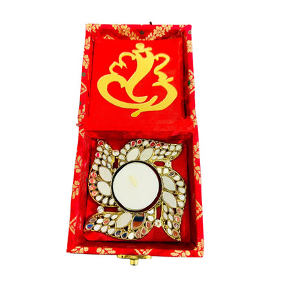 Handmade Designer Diyas in Box - 4 inches