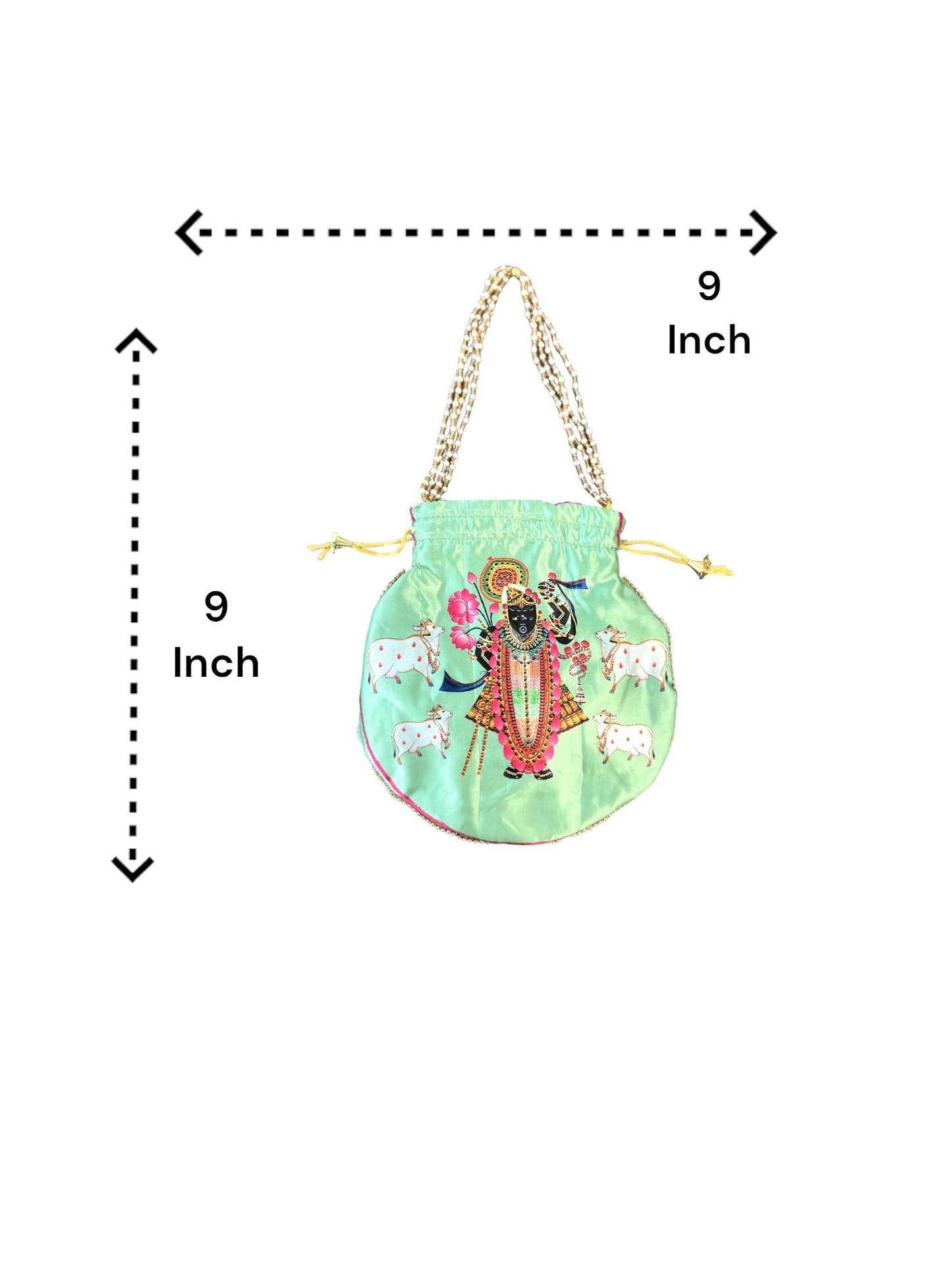 Pichwai Potli Bags with Krishna, Set of 3