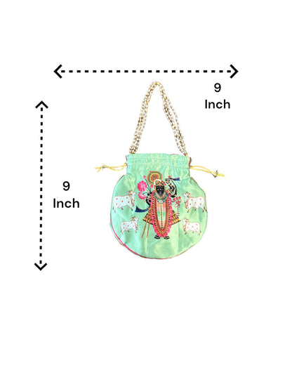 Pichwai Potli Bags with Krishna, Set of 3