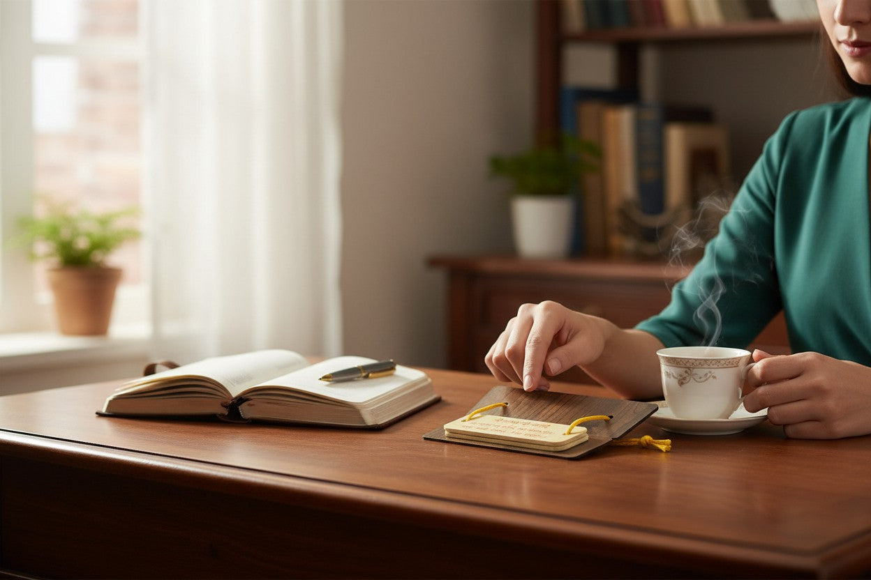 Aarti Sangrah & Hanuman Chalisa Pocket Book With Wooden Top, Handcrafted Wooden Pothi Religious Booklet for Devotional Reading
