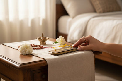 Aarti Sangrah & Hanuman Chalisa Pocket Book With Wooden Top, Handcrafted Wooden Pothi Religious Booklet for Devotional Reading