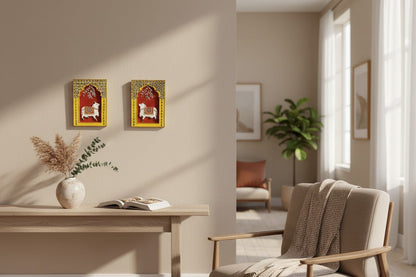 Handmade Wall Hanging, 11 x 8 Inch, Wall Decoration Items for Living Room, Wall Hanging Decor, Handmade Wall Hangings for Home Decoration, Wall Decor, Office (Pichwai Cow)