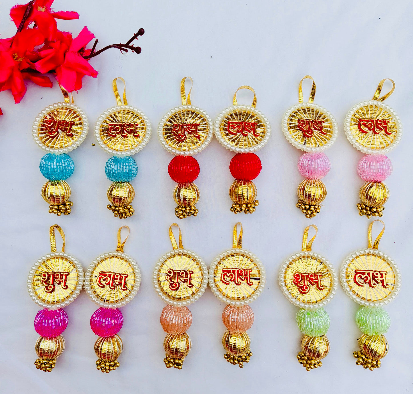 Pair of Small Shubh Labh Hangings - 5 Inches