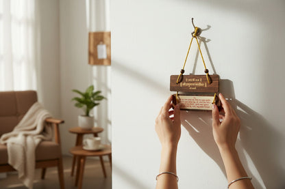 Aarti Sangrah & Hanuman Chalisa Pocket Book With Wooden Top, Handcrafted Wooden Pothi Religious Booklet for Devotional Reading