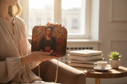 Designer Clutch with Floral  Design & Women Portrait