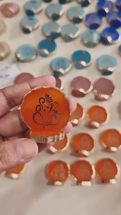 Resin Ganesha in Agate Texture - Set of 5 - Perfect Return Gifts for Ganesh Chathurthi/Diwali/Puja