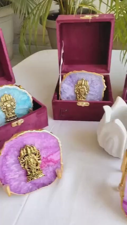 Ganesha on Agate with Stand & Suede Gift Box - Premium Gift for Any Occasion