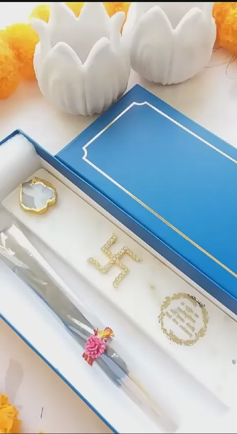 Marble Agarbatti Stand with Ganesha Platter - Video