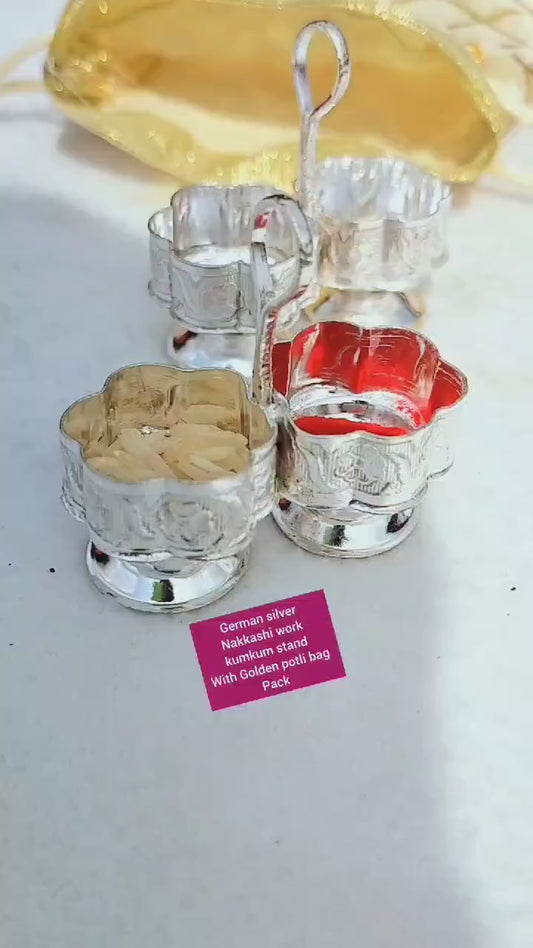 2" German Silver Haldi Kumkum Holder for Puja, Return Gift for Housewarming