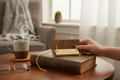 Aarti Sangrah & Hanuman Chalisa Pocket Book With Wooden Top, Handcrafted Wooden Pothi Religious Booklet for Devotional Reading