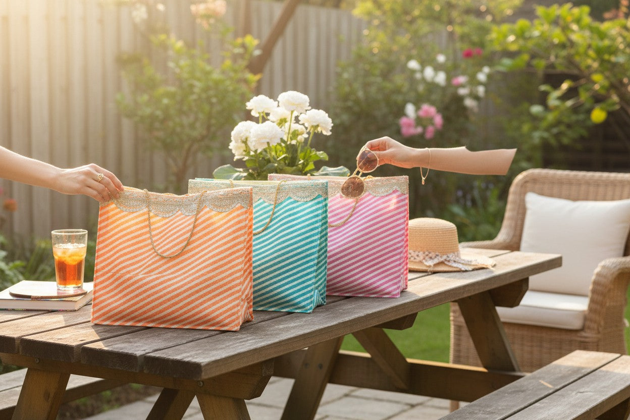 Big Lehariya Fabric Bags with Handle